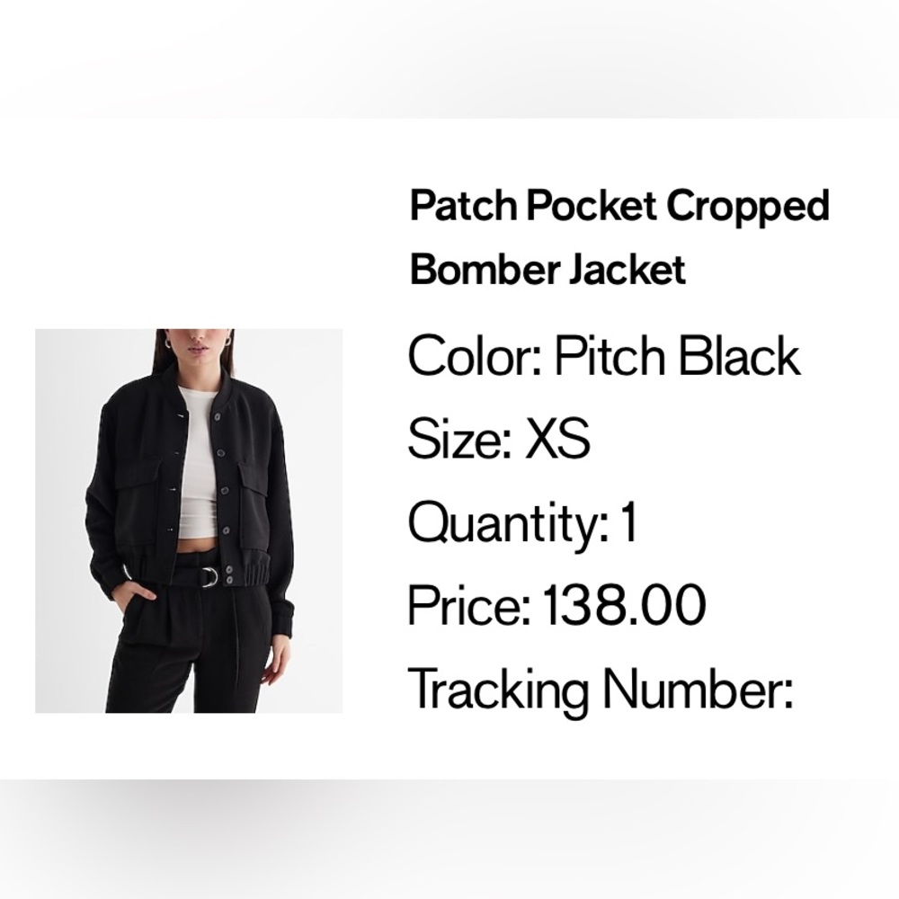 Express Patch Pocket Cropped Bomber Jacket In Pit… - image 6